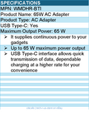BTI WMDHR-BTI 65W TYPE-C AC ADAPTER - Compatible OEM: WMDHR