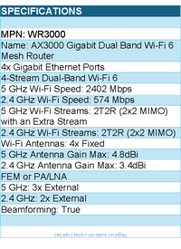 Cudy WR3000 AX3000 Gigabit Dual Band Wi-Fi 6 Mesh Router Retail