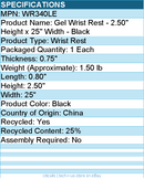 3M WR340LE Gel Wrist Rest - 2.50" Height x 25" Width - Black - 1 Each