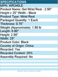 3M WR340LE Gel Wrist Rest - 2.50" Height x 25" Width - Black - 1 Each