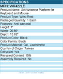 3M WR422LE Gel Wristrest Platform for Keyboard and Mouse - Black