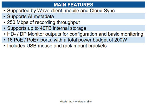 Hanwha WRN-1632S-4TB 32-Channe Wisenet Wave PoE+ NVR, 4TB