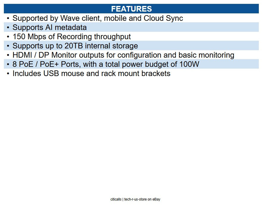Hanwha WRN-816S-6TB 1U WAVE PoE NVR with 4-Professional License, 6TB