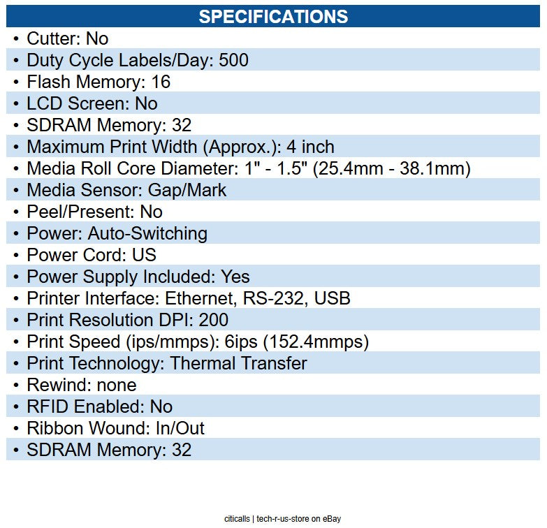 Sato WT202-404NN-EX1-2 WS4-2 Printer, Thermal Transfer, 203dpi, USB/LAN/RS232