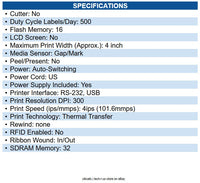 Sato WT302-403NN-EX1-2 WS4-2 Printer, Thermal Transfer, 300dpi, USB/LAN/RS232