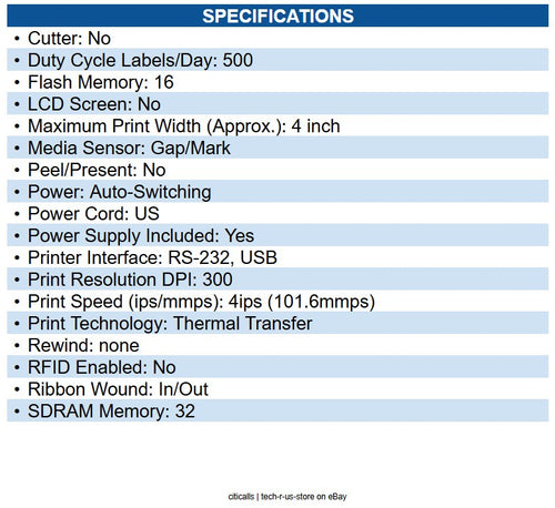 Sato WT302-403NN-EX1-2 WS4-2 Printer, Thermal Transfer, 300dpi, USB/LAN/RS232