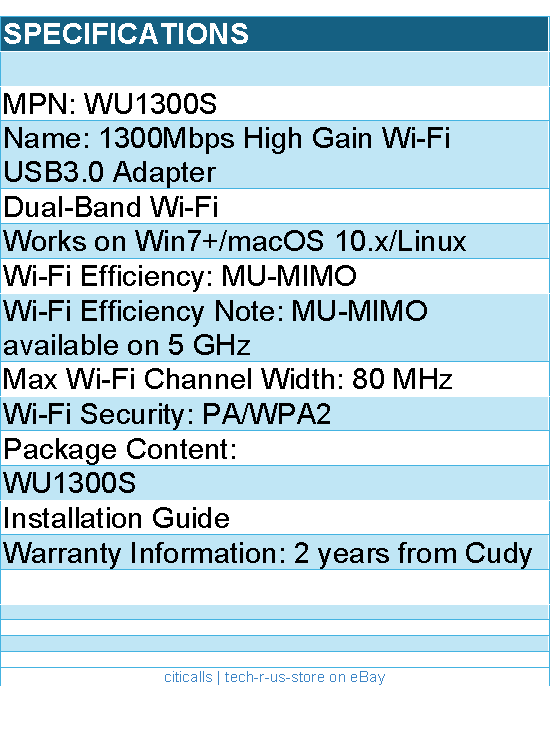 Cudy WU1300S 1300Mbps High Gain Wi-Fi USB3.0 Adapter Retail