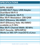 Cudy WU650 650Mbps Wi-Fi USB Adapter 2.4GHz Nano Retail - Black