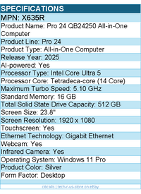 Dell X635R Pro 24 QB24250 All-in-One Computer - Intel Core Ultra 5 245