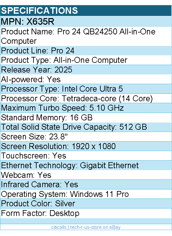 Dell X635R Pro 24 QB24250 All-in-One Computer - Intel Core Ultra 5 245