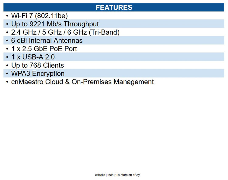Cambium Networks X7-35X-0A00-US Networks X7-35X Tri Band Wi-Fi 7 IEEE 802.11