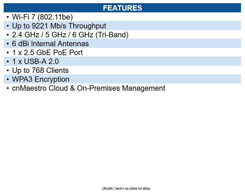 Cambium Networks X7-35X-0A00-US Networks X7-35X Tri Band Wi-Fi 7 IEEE 802.11