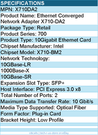 Intel X710DA2 Ethernet Converged Network Adapter - 10Gigabit Ethernet Card