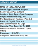 Intel X710DA4OCPV3G1P Ethernet Network Adapter OCP3.0 X710-DA4 OEM