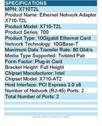 Intel X710T2L Ethernet Network Adapter X710-T2L - Dual and quad-port