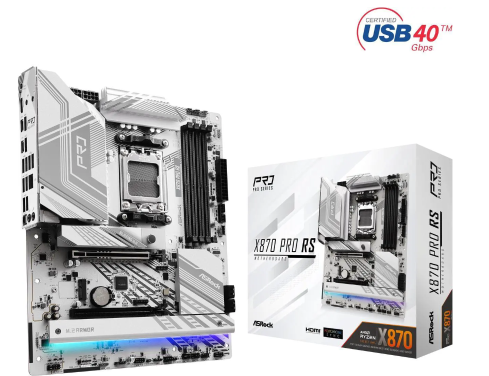 ASRock X870 Pro RS Motherboard - X870 AM5 256GB DDR5 ATX Retail