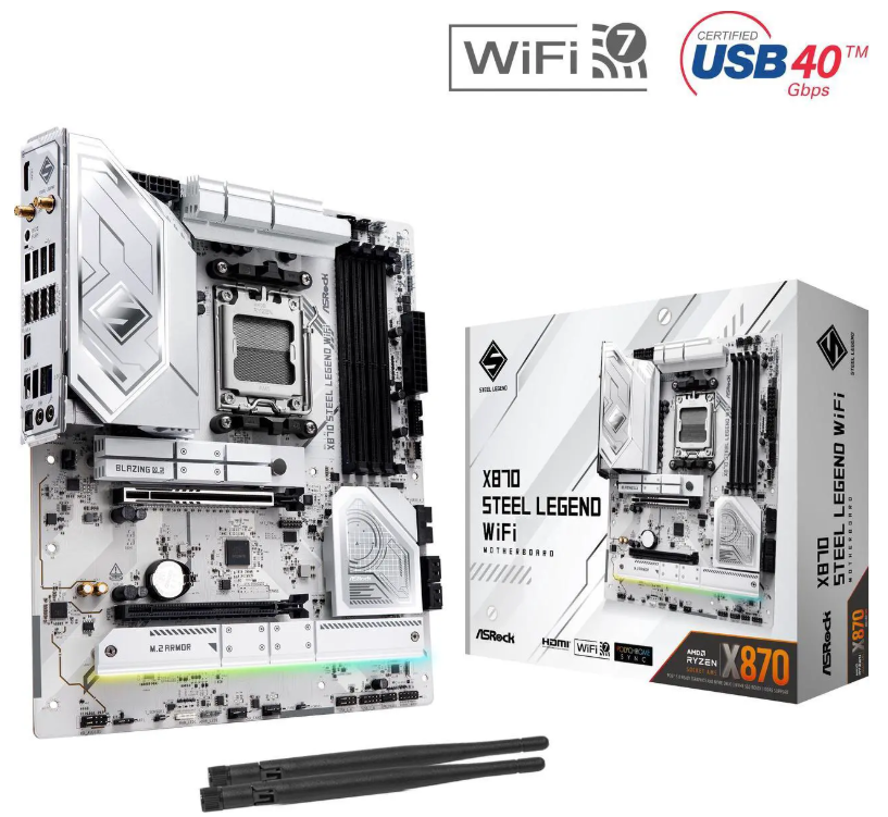 ASRock X870 Steel Legend WiFi Motherboard - X870 AM5 256GB DDR5 ATX Retail