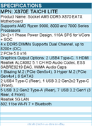 ASRock X870E Taichi Lite Motherboard - AM5 Max.256GB DDR5 EATX Retail