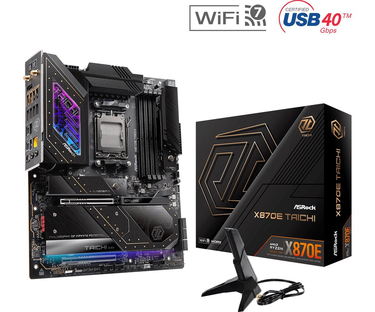 ASRock X870E Taichi Motherboard - X870E AM5 256GB DDR5 EATX Retail