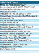 MSI X870EEDGEWTIWIFI MPG X870E EDGE TI WIFI Gaming Desktop Motherboard