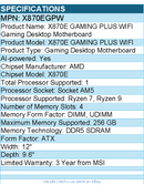 MSI X870EGPW X870E GAMING PLUS WIFI Gaming Desktop Motherboard - AMD