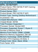 MSI X870EPWIFI PRO X870E-P WIFI Gaming Desktop Motherboard - AMD X870E Chipset