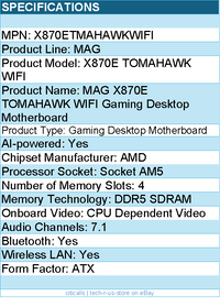 MSI X870ETMAHAWKWIFI MAG X870E TOMAHAWK WIFI Gaming Desktop Motherboard