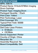 Dell X951N 513cdn/5765dn Imaging Drum Cartridge - Laser Print Technology