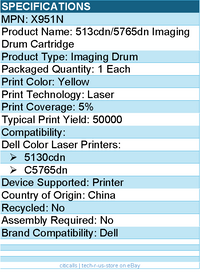 Dell X951N 513cdn/5765dn Imaging Drum Cartridge - Laser Print Technology