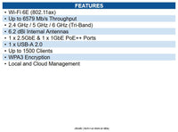 Cambium Networks XE3-4X00B00-US XE3-4 Indr TBB WiFi 6eAP SDR4x42.5GbE US