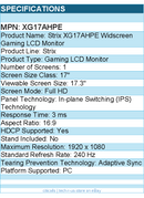 ASUS XG17AHPE ROG Strix 17" Class Full HD Gaming LCD Monitor - 16:9 - Black