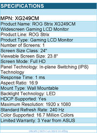ASUS XG249CM ROG Strix 24" Class Full HD Gaming LCD Monitor - 16:9 - Black