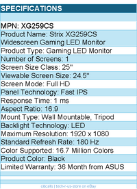 ASUS XG259CS ROG Strix 25" Class Full HD Gaming LED Monitor - 16:9 - Black