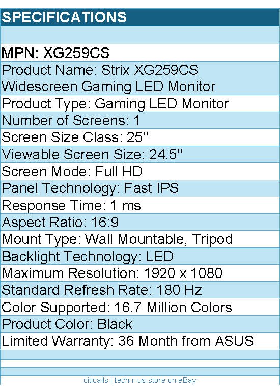 ASUS XG259CS ROG Strix 25" Class Full HD Gaming LED Monitor - 16:9 - Black