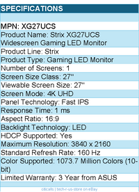 ASUS XG27UCS ROG Strix 27" Class 4K UHD Gaming LED Monitor - 16:9