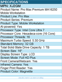 Dell XJ2GM Pro Max Premium MA16250 16" Mobile Workstation - Magnetite