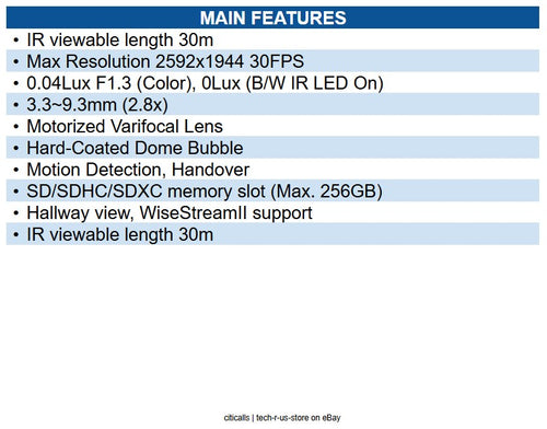 Hanwha XNV-A8084R 5MP WN9 AI Outdoor Vandal Dome IP Camera 131.2' (40m) IR Range