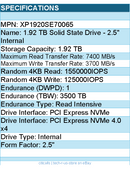 Seagate XP1920SE70065 Solid State Drive - 1.92TB Nytro 5350S PCIE 512E 2.5S Bare