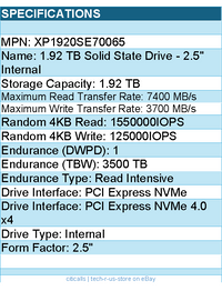 Seagate XP1920SE70065 Solid State Drive - 1.92TB Nytro 5350S PCIE 512E 2.5S Bare