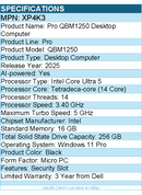 Dell XP4K3 Pro QBM1250 Desktop Computer - Intel Core Ultra 5 235 - Micro PC