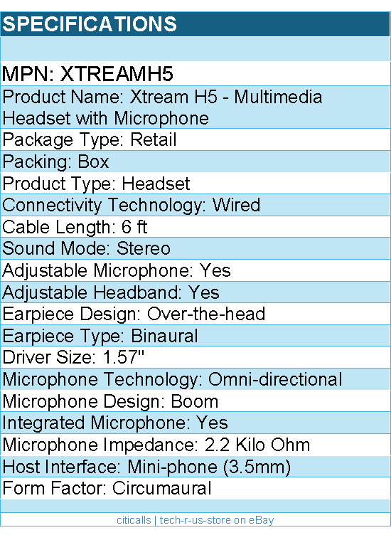 Adesso XtreamH5 - 3.5mm Stereo Headset with Microphone - Noise Cancelling
