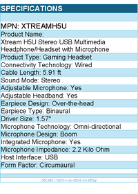 Adesso XtreamH5U - USB Stereo Headset with Microphone - Noise Cancelling -Wired