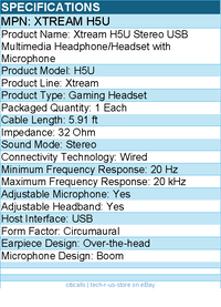 Adesso Xtream H5U USB Stereo Headset with Microphone - Noise Cancelling