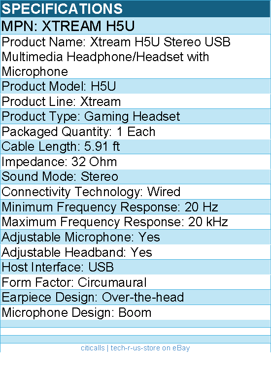 Adesso Xtream H5U USB Stereo Headset with Microphone - Noise Cancelling