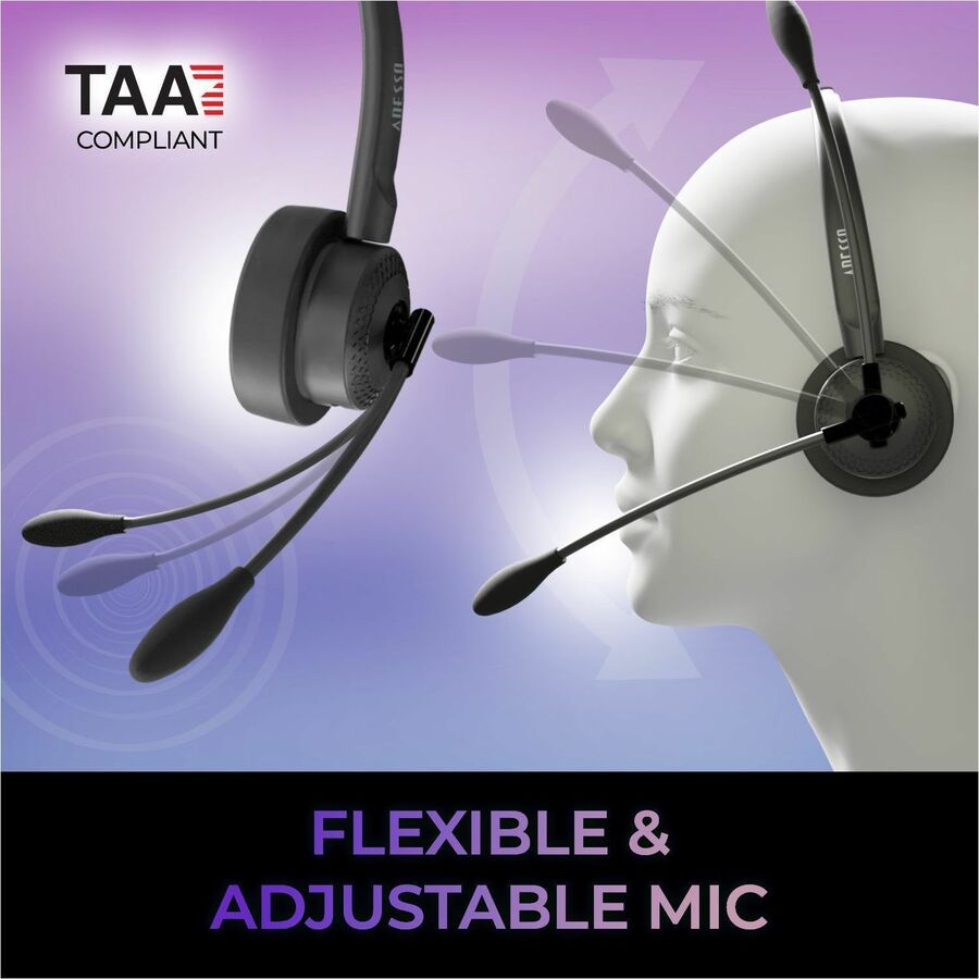 Adesso XTREAMP4T-TAA Headset with Push to talk - Stereo - USB Type C - Wired