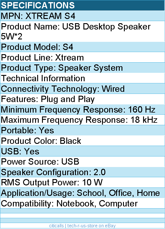 Adesso XTREAM S4 USB-Powered Desktop Computer Speaker with Dynamic Sound