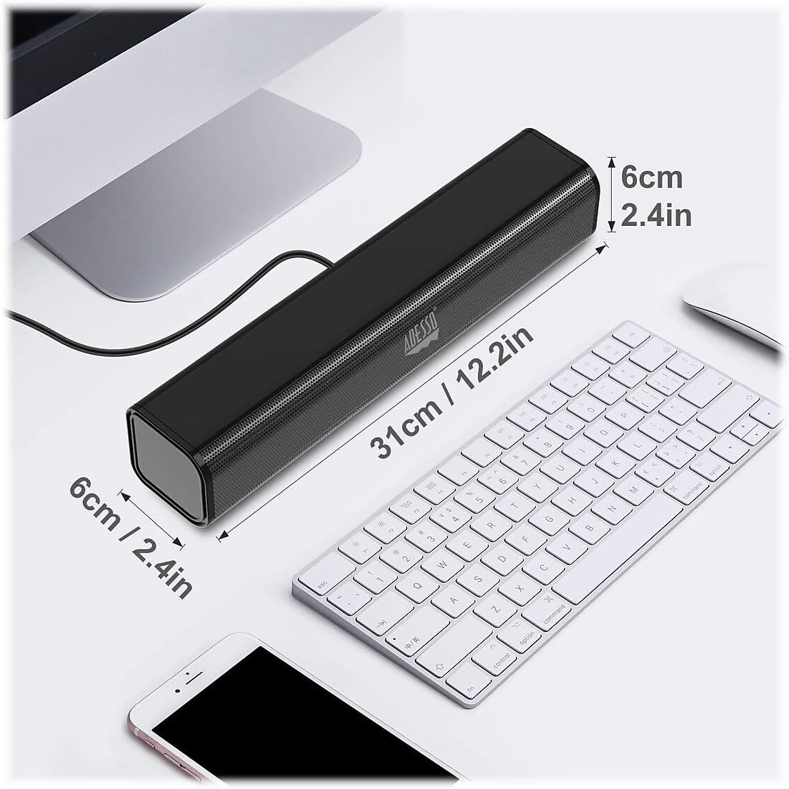 Adesso XTREAM S5 USB-Powered Desktop Computer Sound Bar Speaker w Dynamic Soud