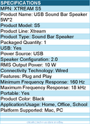 Adesso XTREAM S5 USB-Powered Desktop Computer Sound Bar Speaker w Dynamic Soud