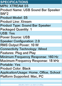 Adesso XTREAM S5 USB-Powered Desktop Computer Sound Bar Speaker w Dynamic Soud