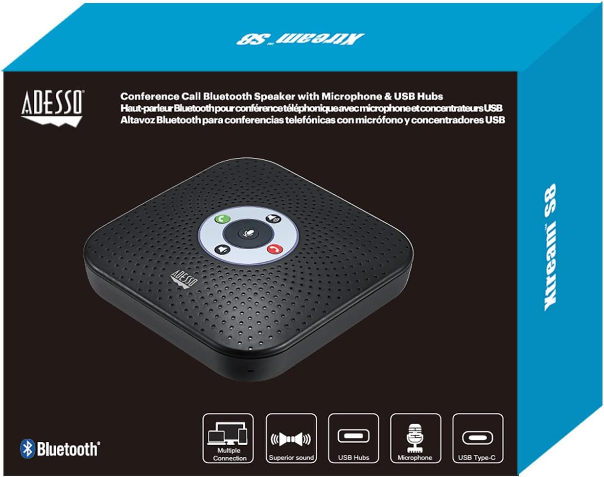 Adesso XTREAM S8 360 degree Conference Call Bluetooth/Wired Speaker w Microphone